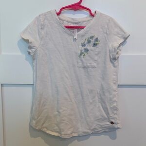 Matilda Jane White V-Neck Tee with Blue & Green Floral Pocket